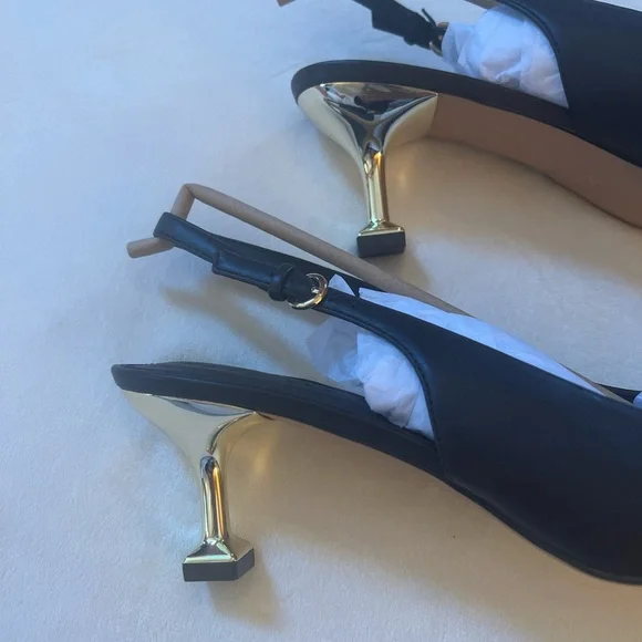 Katy Perry Collection Sz 12 Oceanview Slingback Coffee Soft Faux Nappa Gold Heel - Picture 4 of 9